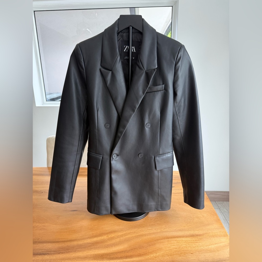 Zara Faux Leather Blazer